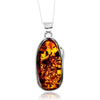 925 Sterling Silver & Genuine Cognac Baltic Amber Unique Exclusive Pendant without a chain - PD2449