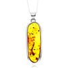 925 Sterling Silver & Genuine Cognac Baltic Amber Unique Exclusive Pendant without a chain - PD2456