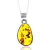 925 Sterling Silver & Genuine Cognac Baltic Amber Unique Exclusive Pendant without a chain - PD2457