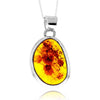 925 Sterling Silver & Genuine Cognac Baltic Amber Unique Exclusive Pendant without a chain - PD2458