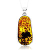 925 Sterling Silver & Genuine Cognac Baltic Amber Unique Exclusive Pendant without a chain - PD2460