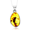 925 Sterling Silver & Genuine Cognac Baltic Amber Unique Exclusive Pendant without a chain - PD2462