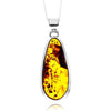 925 Sterling Silver & Genuine Cognac Baltic Amber Unique Exclusive Pendant without a chain - PD2469