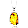 925 Sterling Silver & Genuine Cognac Baltic Amber Unique Exclusive Pendant without a chain - PD2470