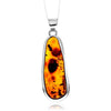 925 Sterling Silver & Genuine Cognac Baltic Amber Unique Exclusive Pendant without a chain - PD2471