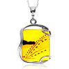 925 Sterling Silver & Genuine Cognac Baltic Amber Unique Exclusive Pendant without a chain - PD2475