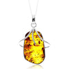 925 Sterling Silver & Genuine Cognac Baltic Amber Unique Exclusive Pendant without a chain - PD2489