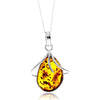 925 Sterling Silver & Genuine Cognac Baltic Amber Unique Exclusive Pendant without a chain - PD2490