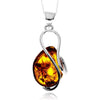 925 Sterling Silver & Genuine Cognac Baltic Amber Unique Exclusive Pendant without a chain - PD2492