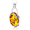 925 Sterling Silver & Genuine Cognac Baltic Amber Unique Exclusive Pendant without a chain - PD2493
