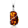 925 Sterling Silver & Genuine Cognac Baltic Amber Unique Exclusive Pendant without a chain - PD2499