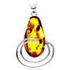 925 Sterling Silver & Genuine Cognac Baltic Amber Unique Exclusive Pendant without a chain - PD2506
