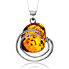925 Sterling Silver & Genuine Cognac Baltic Amber Unique Exclusive Pendant without a chain - PD2509