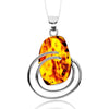 925 Sterling Silver & Genuine Cognac Baltic Amber Unique Exclusive Pendant without a chain - PD2511