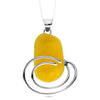 925 Sterling Silver & Genuine Lemon Baltic Amber Unique Exclusive Pendant without a chain - PD2515