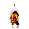 925 Sterling Silver & Genuine Cognac Baltic Amber Unique Exclusive Pendant without a chain - PD2539