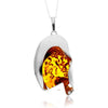 925 Sterling Silver & Genuine Cognac Baltic Amber Unique Exclusive Pendant without a chain - PD2541