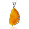 925 Sterling Silver & Genuine Lemon Baltic Amber Unique Exclusive Pendant without a chain - PD2558