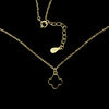 925 Sterling Silver Gold Plated Black Clover Necklace - CH-1022-GP-N
