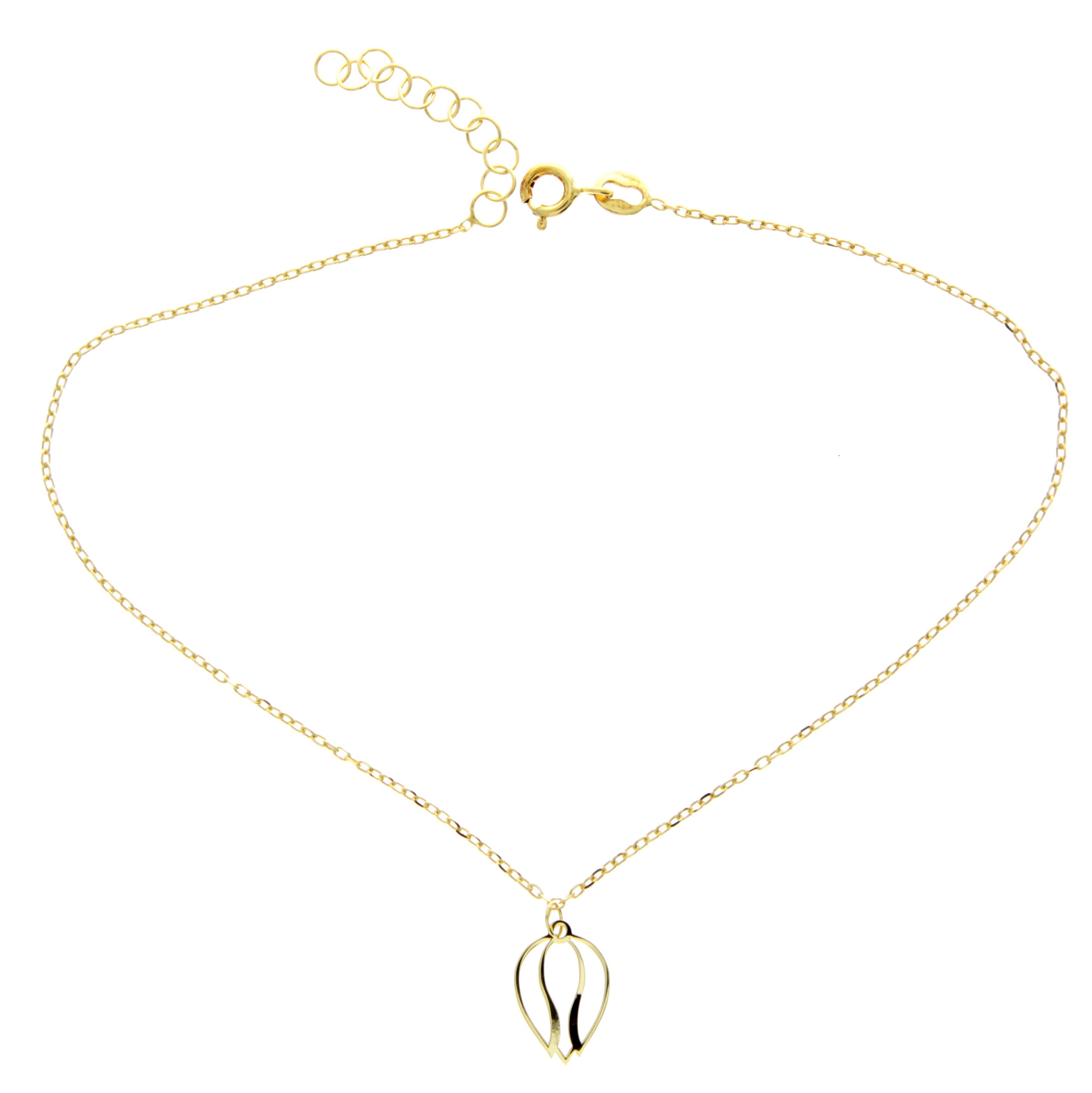 925 Sterling Silver Gold Plated Plain Tulip Flower Anklet  Bracelet - IT-N13-AS-A