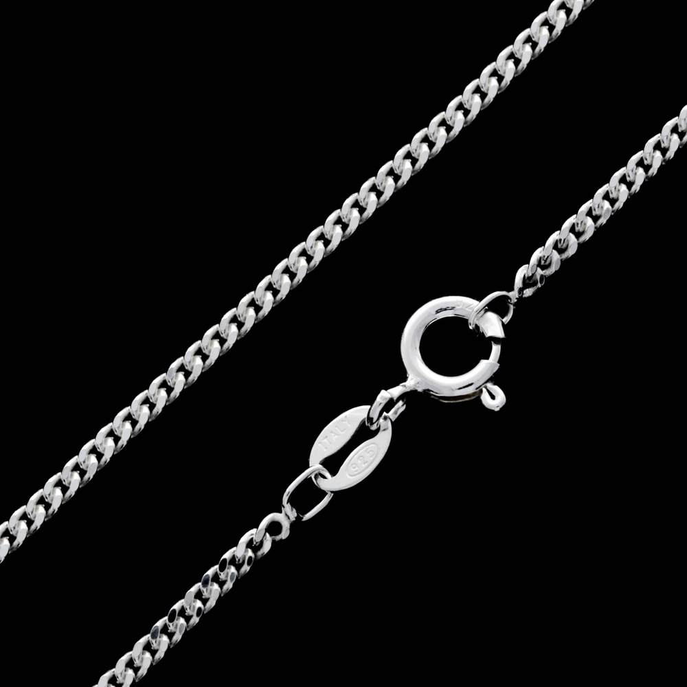 Made in Italy - 925 Sterling Silver 2 Sturdy 2 mm Thick Unisex Curbs Chain Necklace - GCH020