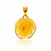 925 Sterling Silver & Genuine Baltic Amber Hand-Carved Rose Pendant - RGP002