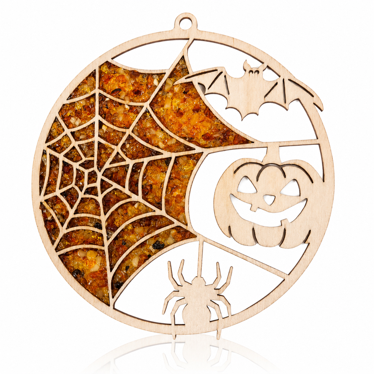 Amber Vitrage Hanging Ornament - Genuine Baltic Amber Decoration (11 cm) - V017
