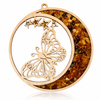 Amber Vitrage Hanging Ornament - Genuine Baltic Amber Decoration (11 cm) - V020
