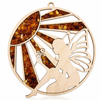 Amber Vitrage Hanging Ornament - Genuine Baltic Amber Decoration (11 cm) - V022