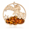 Amber Vitrage Hanging Ornament - Genuine Baltic Amber Decoration (11 cm) - V023