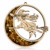 Amber Vitrage Hanging Ornament - Genuine Baltic Amber Decoration (11 cm) - V026