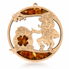 Amber Vitrage Hanging Ornament - Genuine Baltic Amber Decoration (11 cm) - V028