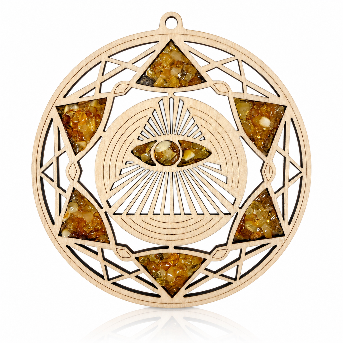 Amber Vitrage Hanging Ornament - Genuine Baltic Amber Decoration (11 cm) - V033