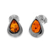 925 Sterling Silver & Genuine Baltic Amber Little Pears Studs Earrings - K173