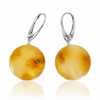 925 Sterling Silver & Genuine Lemon Baltic Amber Exlusive Unique Pair of Drop Earrings - J-ER-2