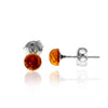925 Sterling Silver & Genuine Baltic Amber Classic Tiny Studs Earrings - J014