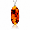 925 Sterling Silver & Genuine Cognac Baltic Amber Exlusive Unique Pendant - C-PD-121