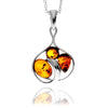 925 Sterling Silver & Genuine Baltic Amber Modern Multi-Stone Pendant - GL2066