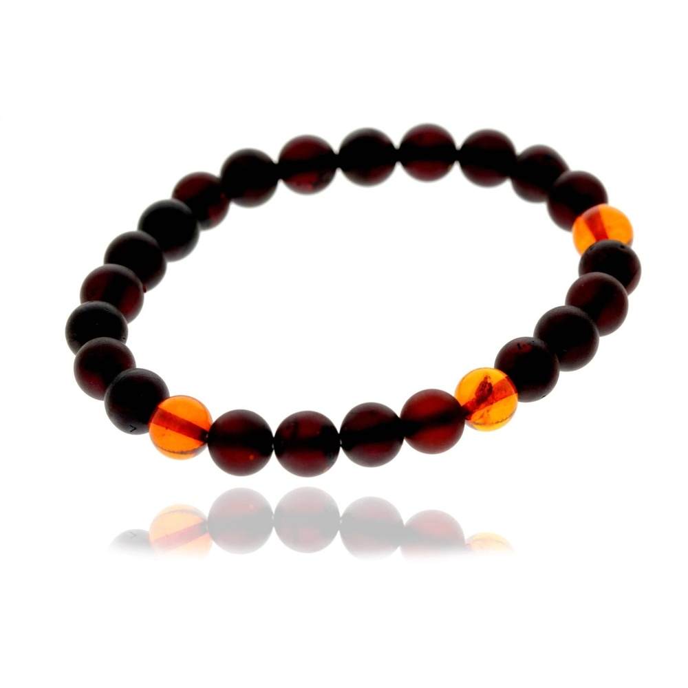 Genuine Baltic Amber Elasticated Beaded Bracelet for Men - MB026B