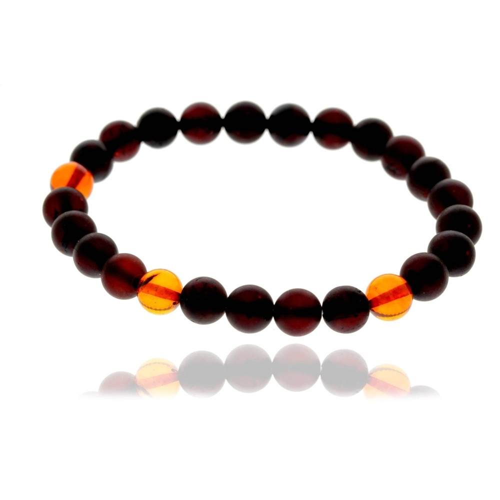 Genuine Baltic Amber Elasticated Beaded Bracelet for Men - MB026B