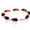 925 Sterling Silver & Genuine Baltic Amber Modern Link Bracelet - G501