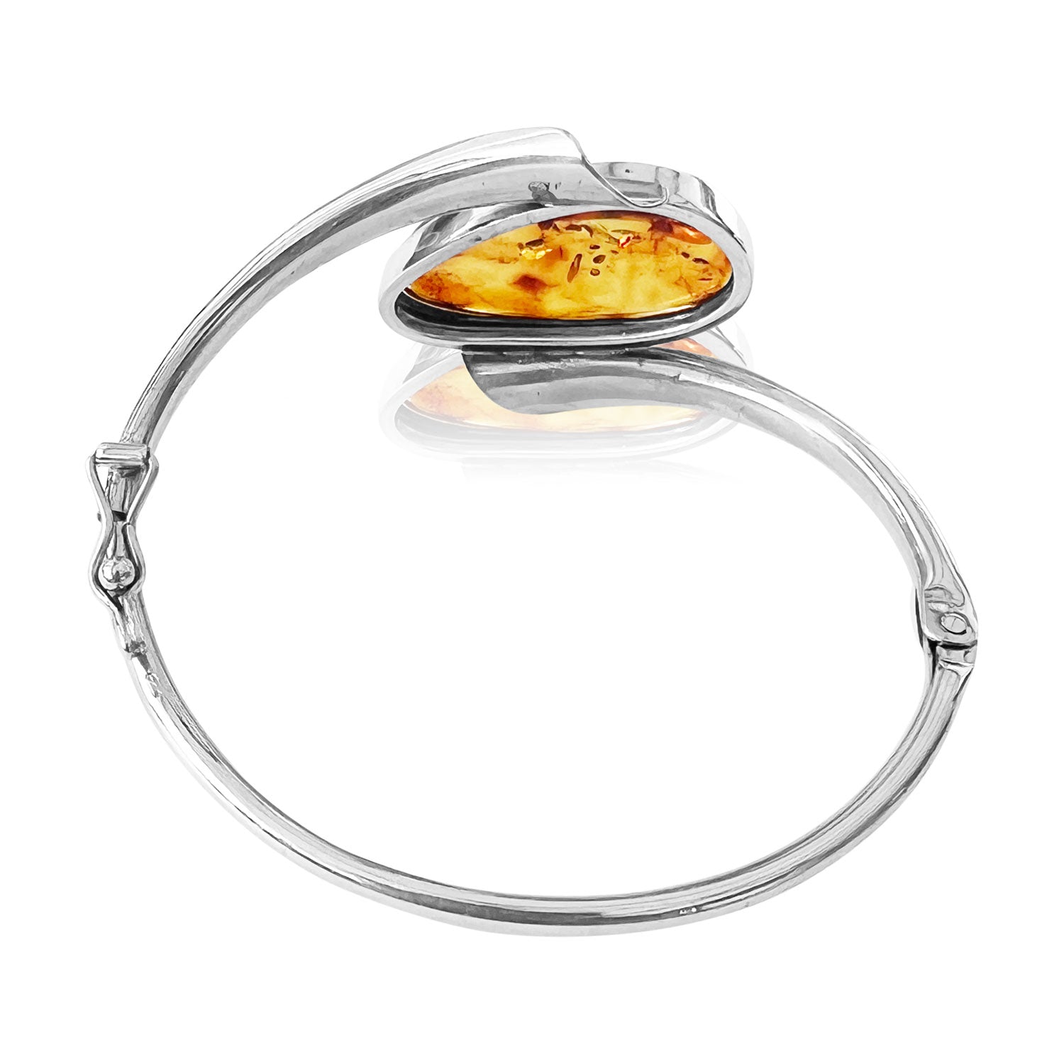 925 Sterling Silver & Genuine Cognac Baltic Amber Exclusive Bangle - BL0189