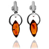 925 Sterling Silver & Genuine Baltic Amber Modern Drop Earrings - GL1038