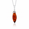 925 Sterling Silver & Genuine Baltic Amber Modern Exclusive Pendant - 813X