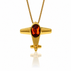 Gold-Plated Over 925 Sterling Silver & Genuine Baltic Amber Little Aero Plane Exclusive Pendant - G15