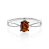 925 Sterling Silver & Genuine Baltic Amber Delicate Modern Ring - 7625