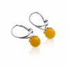 925 Sterling Silver & Genuine Baltic Amber Drop Balls Earrings - 8631