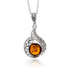 925 Sterling Silver & Genuine Baltic Amber Modern Exclusive Pendant - 799
