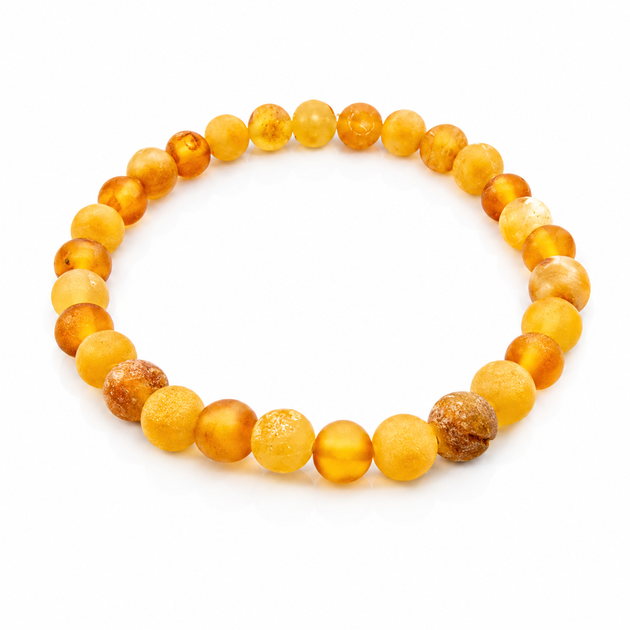 Genuine Natural Raw Baltic Amber Irregular 8-9 mm Cabochons Luxurious Bracelet - JBT002