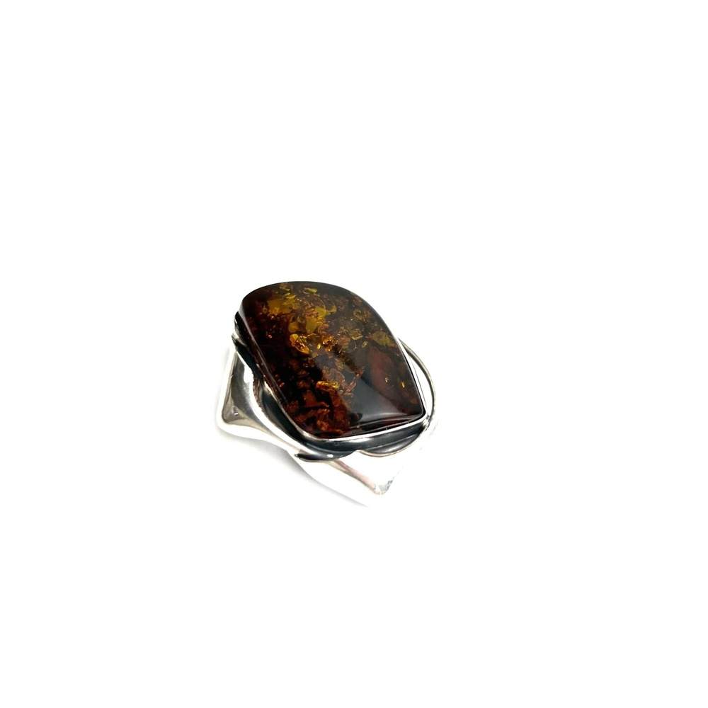 925 Sterling Silver & Genuine Green Baltic Amber Exlusive Unique Pendant - PD0135